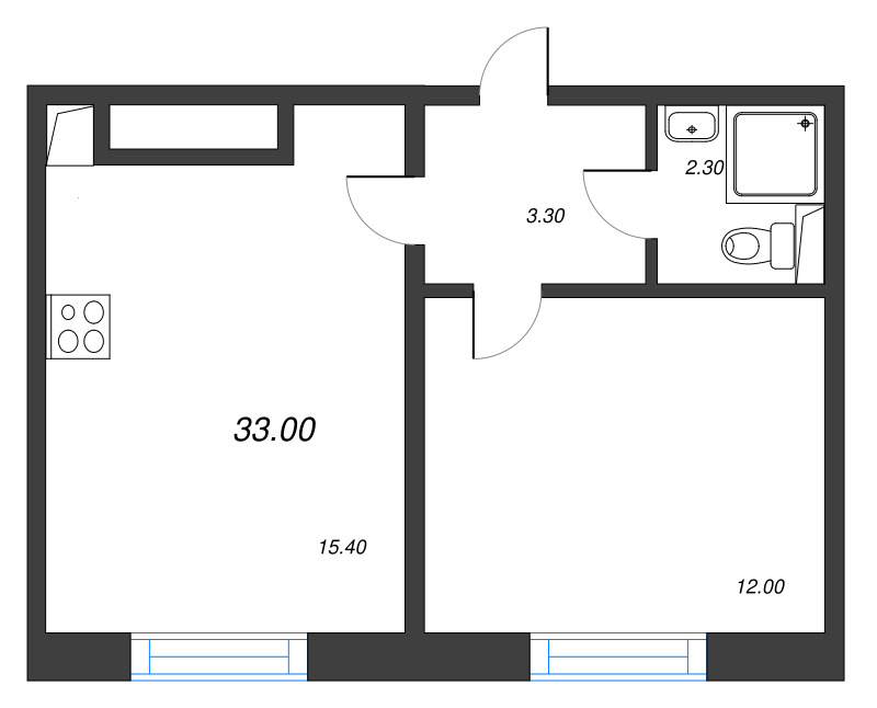 1 ккв 33 м²
