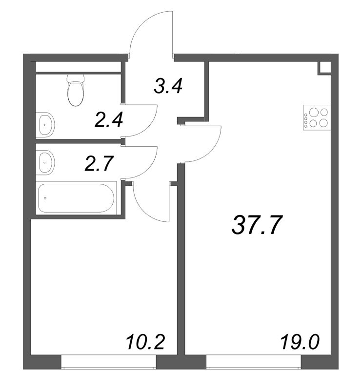 2 ккв (Евро) 37,7 м²