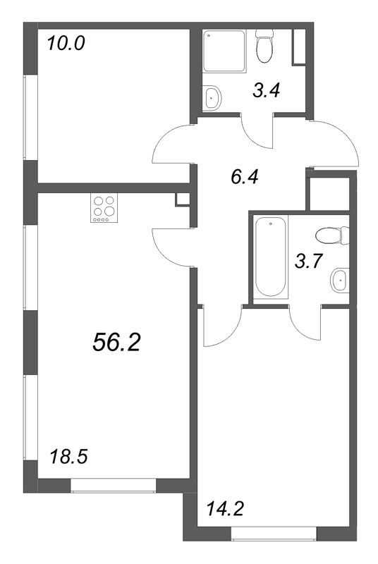 3 ккв (Евро) 56,2 м²