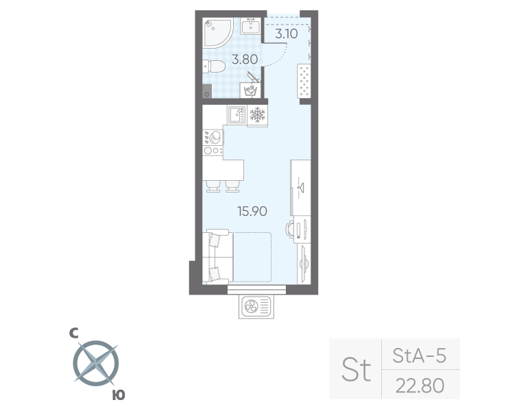 Студия 22,8 м²