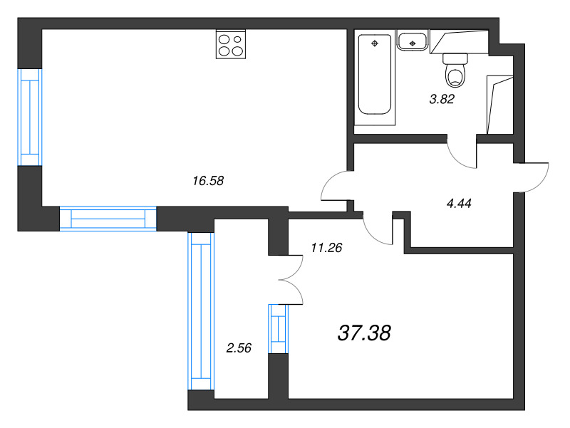 2 ккв (Евро) 37,4 м²