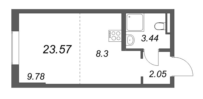 Студия 23,6 м²