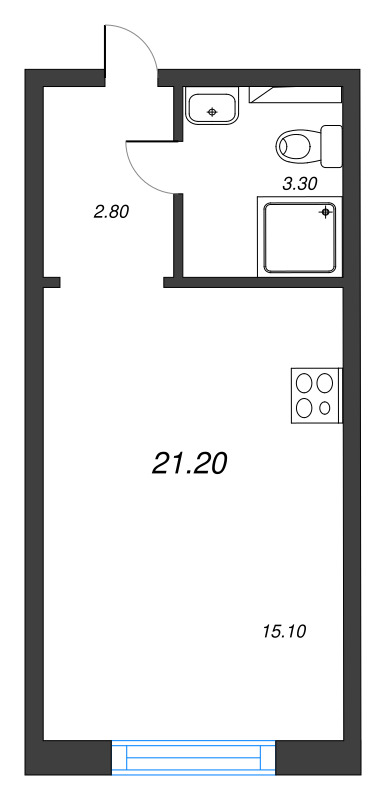 Студия 21,2 м²