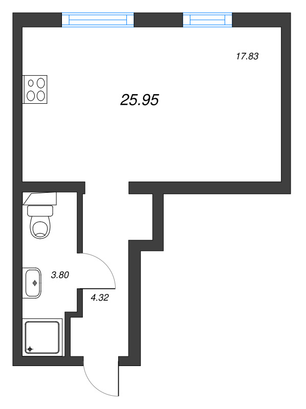 Студия 26 м²