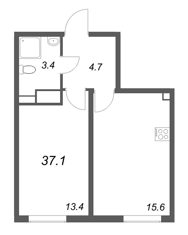 2 ккв (Евро) 37,1 м²