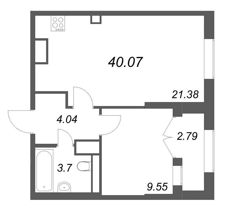 2 ккв (Евро) 40,1 м²