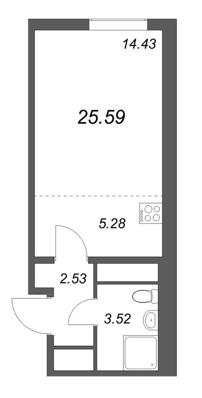 Студия 25,6 м²