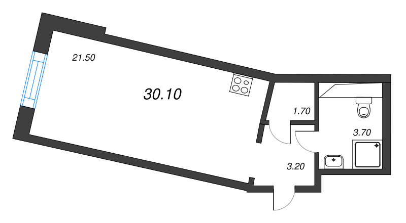 Студия 30,1 м²