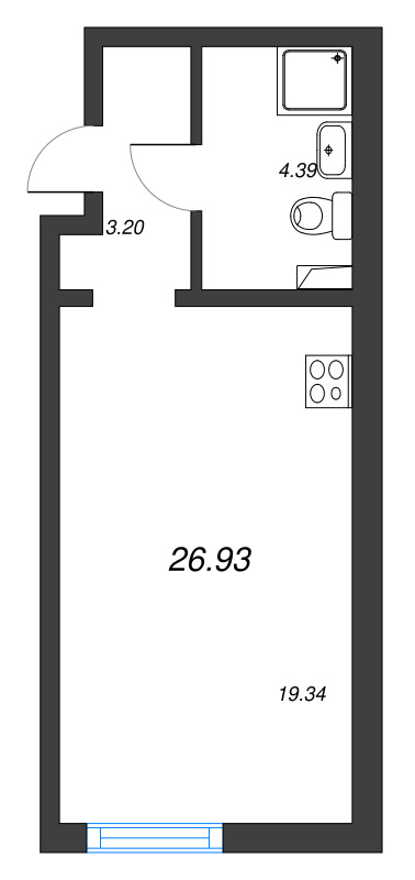 Студия 26,9 м²