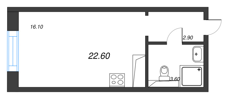 Студия 22,6 м²