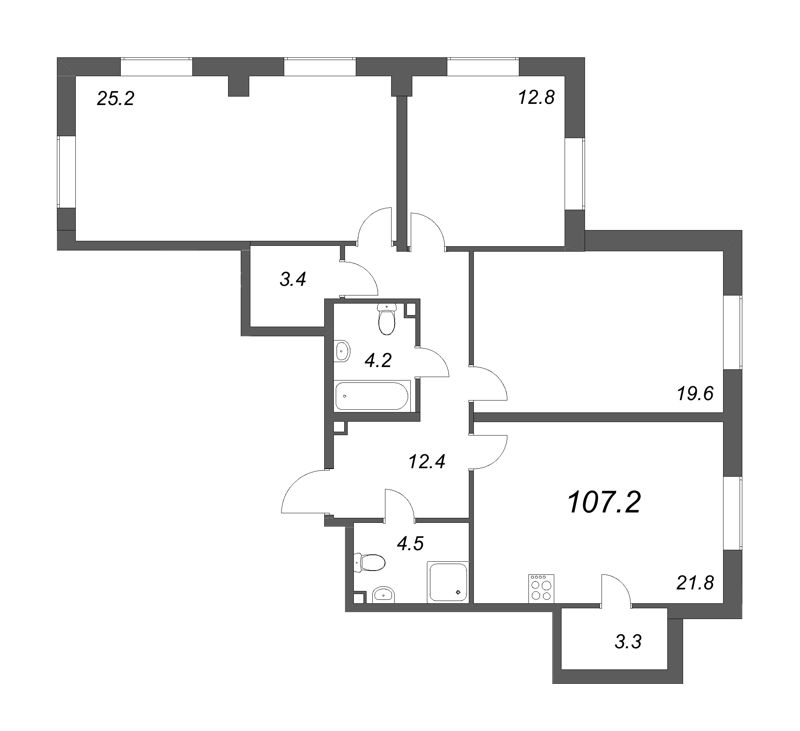 4 ккв (Евро) 105,2 м²
