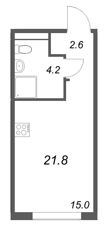 Студия 21,8 м²