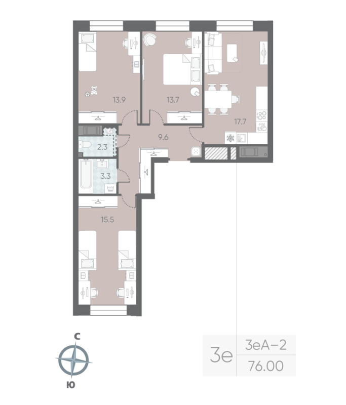 4 ккв (Евро) 76 м²