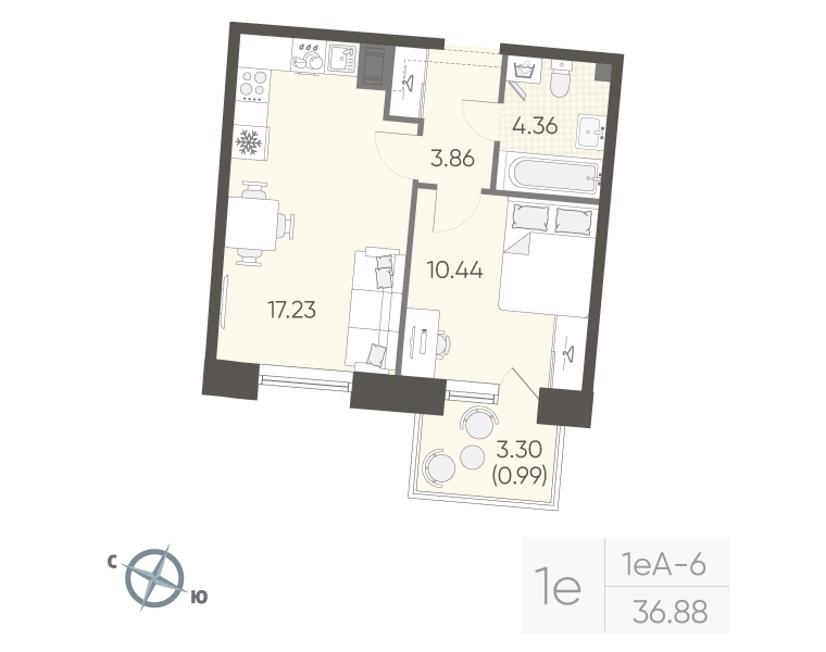 2 ккв (Евро) 36,9 м²
