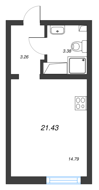 Студия 21,4 м²