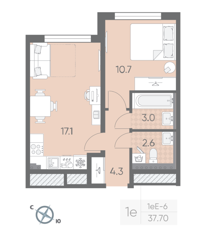 2 ккв (Евро) 37,7 м²