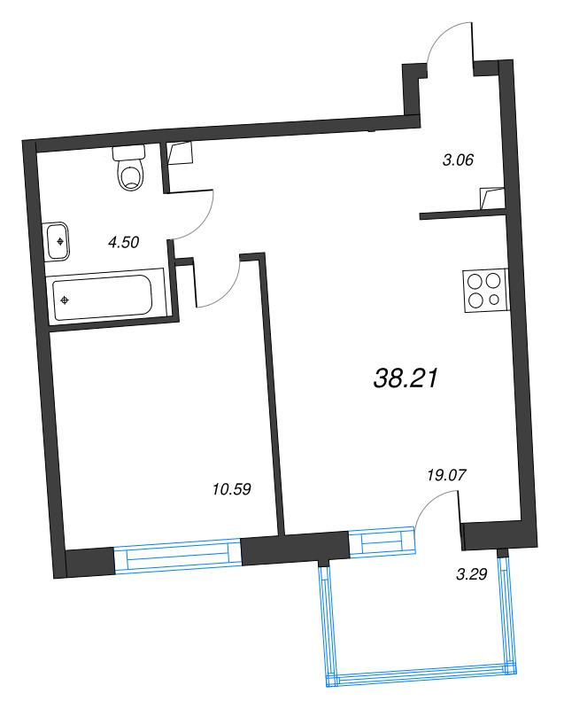 2 ккв (Евро) 38,2 м²