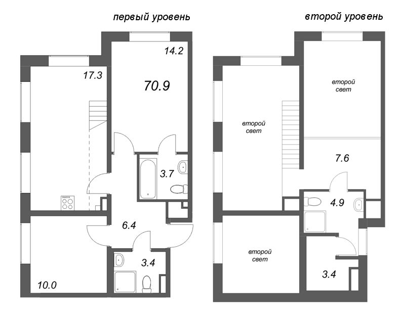 4 ккв (Евро) 70,9 м²