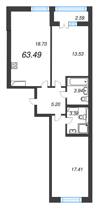 3 ккв (Евро) 63,5 м²