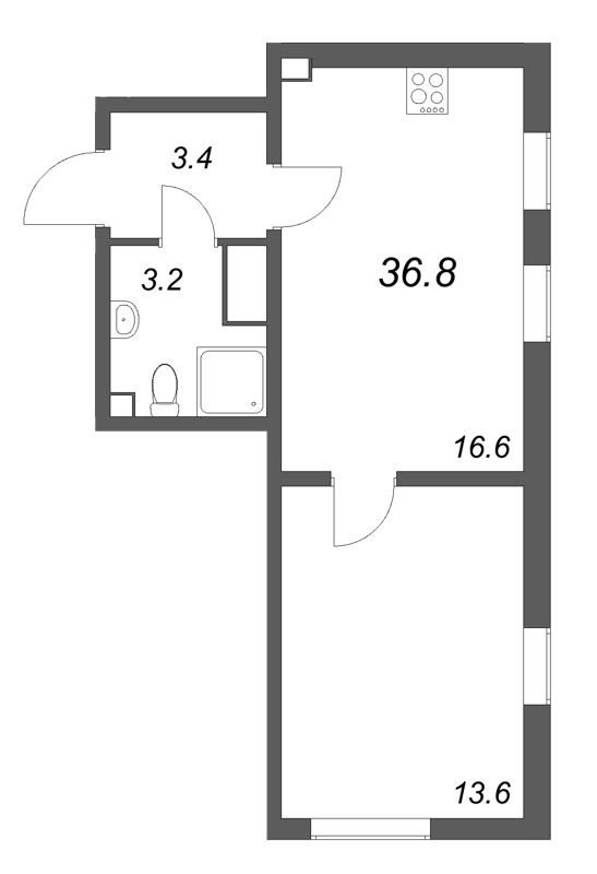 2 ккв (Евро) 36,8 м²