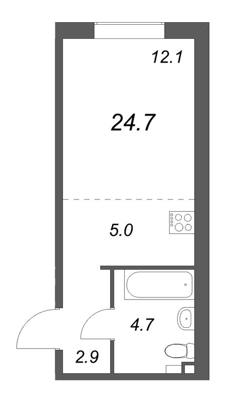 Студия 24,7 м²