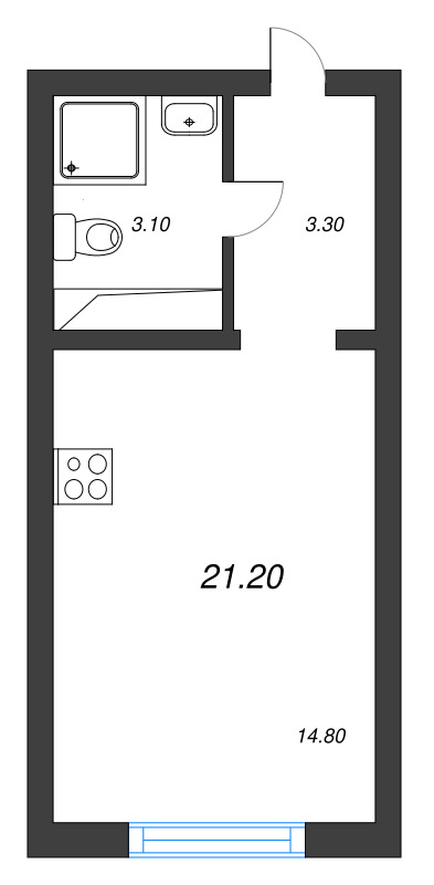 Студия 21,2 м²