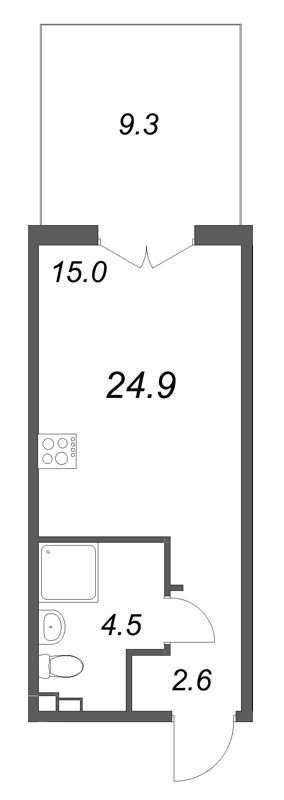 Студия 24,9 м²