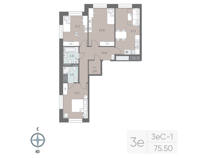 4 ккв (Евро) 75,5 м²