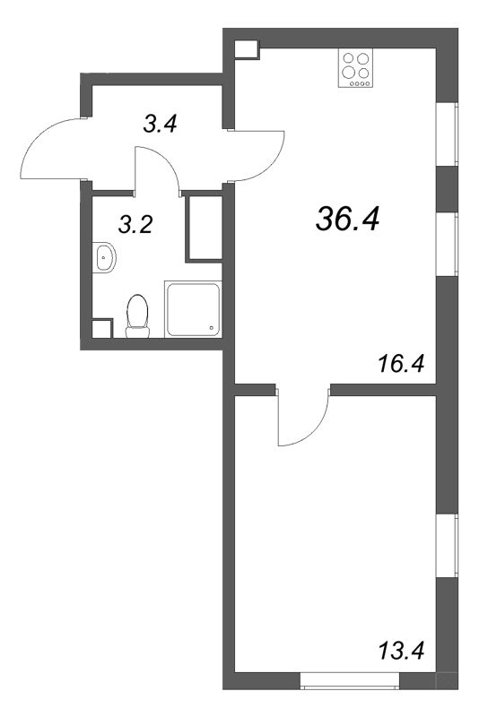 2 ккв (Евро) 36,4 м²