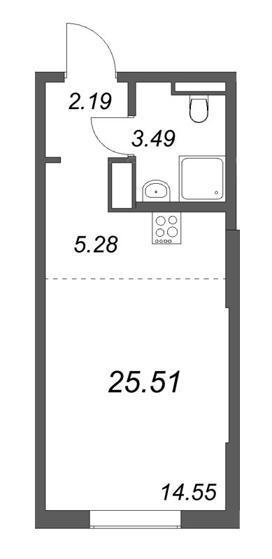 Студия 25,5 м²