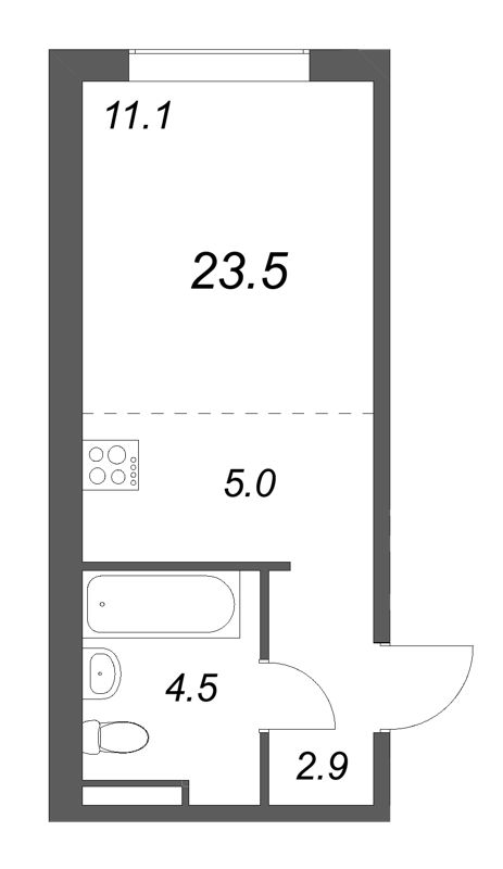 Студия 23,5 м²