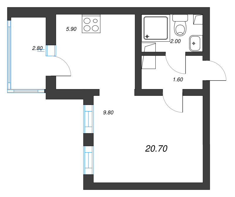 Студия 20,7 м²