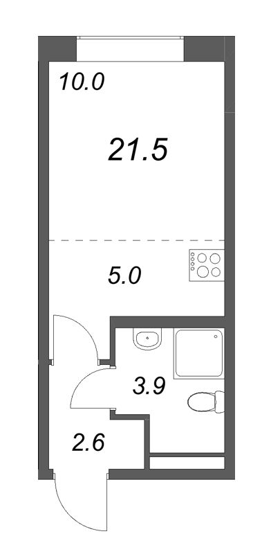 Студия 21,5 м²