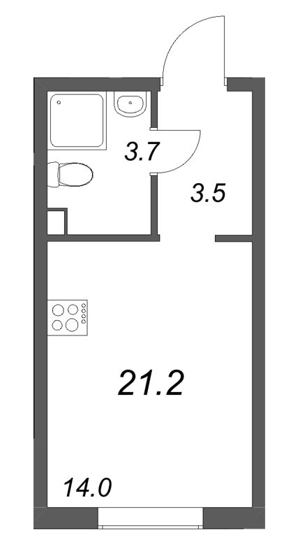 Студия 21,2 м²