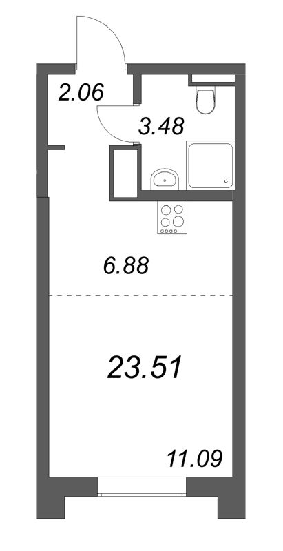 Студия 23,5 м²