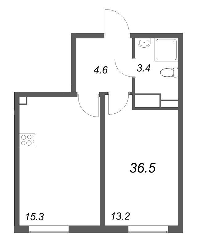 2 ккв (Евро) 36,5 м²