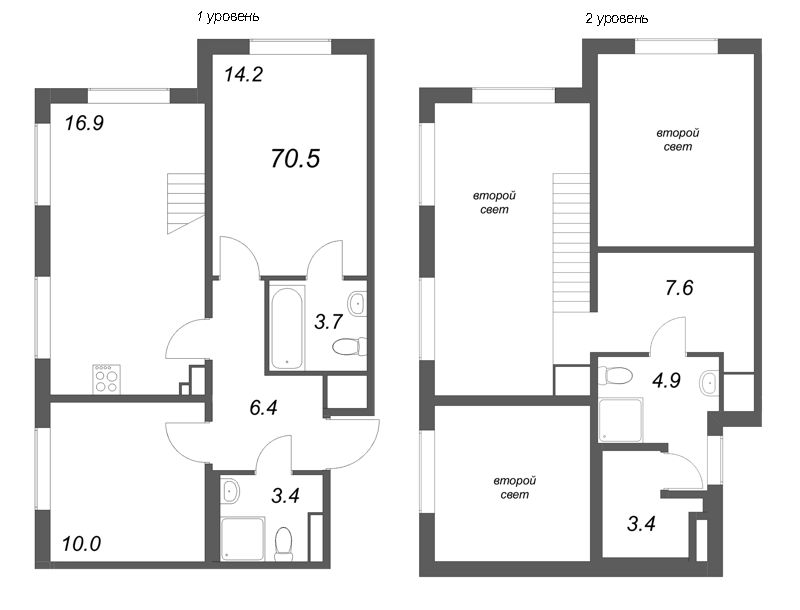 3 ккв (Евро) 70,5 м²
