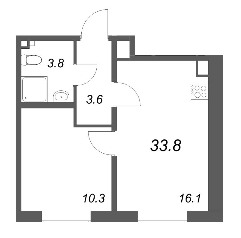 2 ккв (Евро) 33,8 м²
