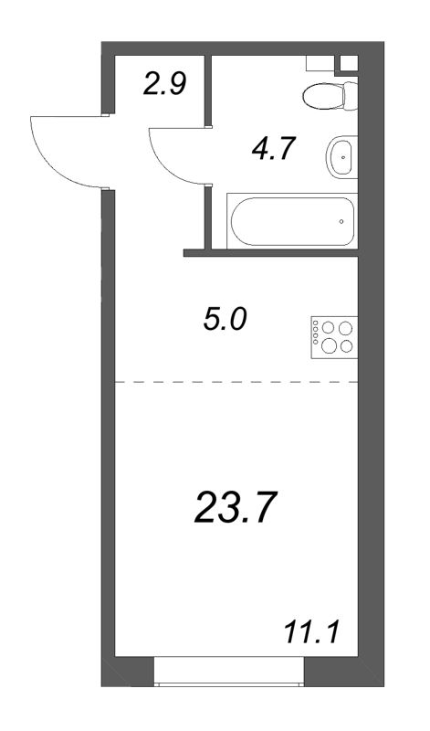 Студия 23,7 м²