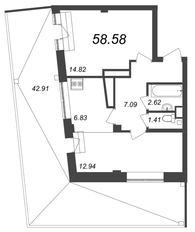 2 ккв (Евро) 59,3 м²