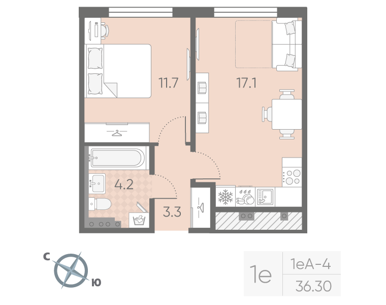 2 ккв (Евро) 36,3 м²