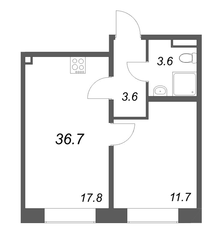 2 ккв (Евро) 36,7 м²