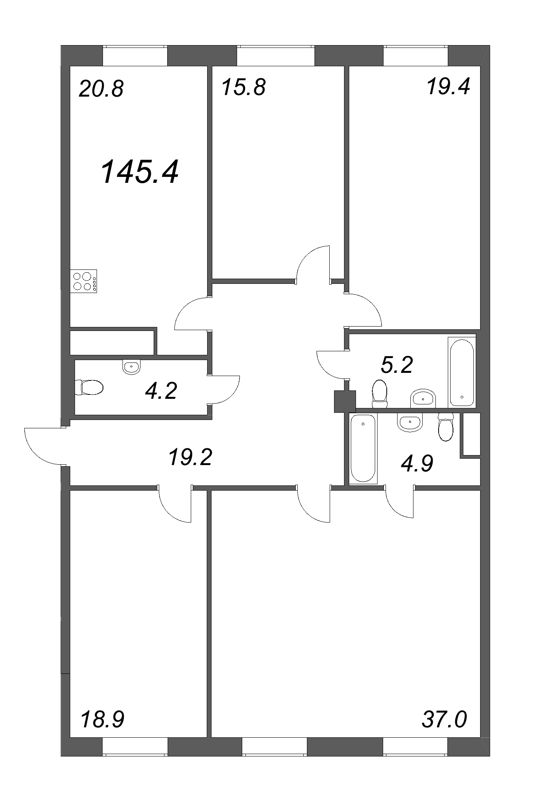 5 ккв (Евро) 146,3 м²