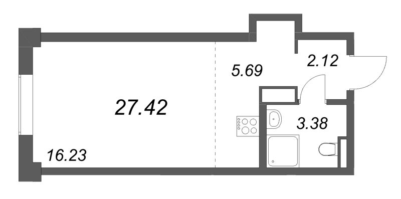 Студия 27,4 м²