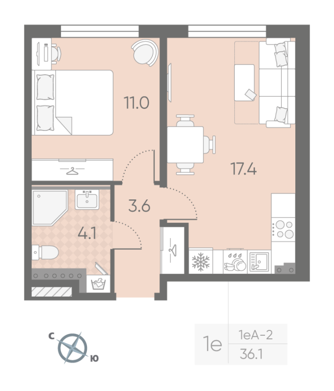 2 ккв (Евро) 36,1 м²