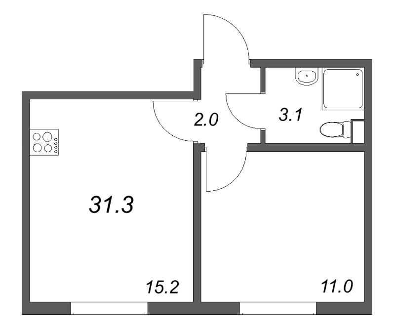 2 ккв (Евро) 30,7 м²