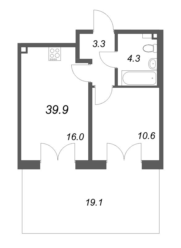 2 ккв (Евро) 39,9 м²