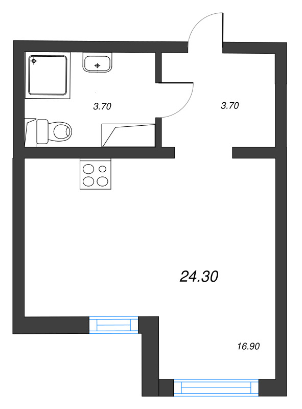 Студия 24,3 м²