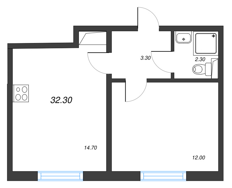 1 ккв 32,3 м²