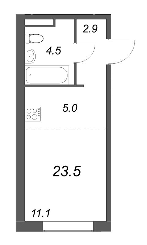 Студия 23,5 м²
